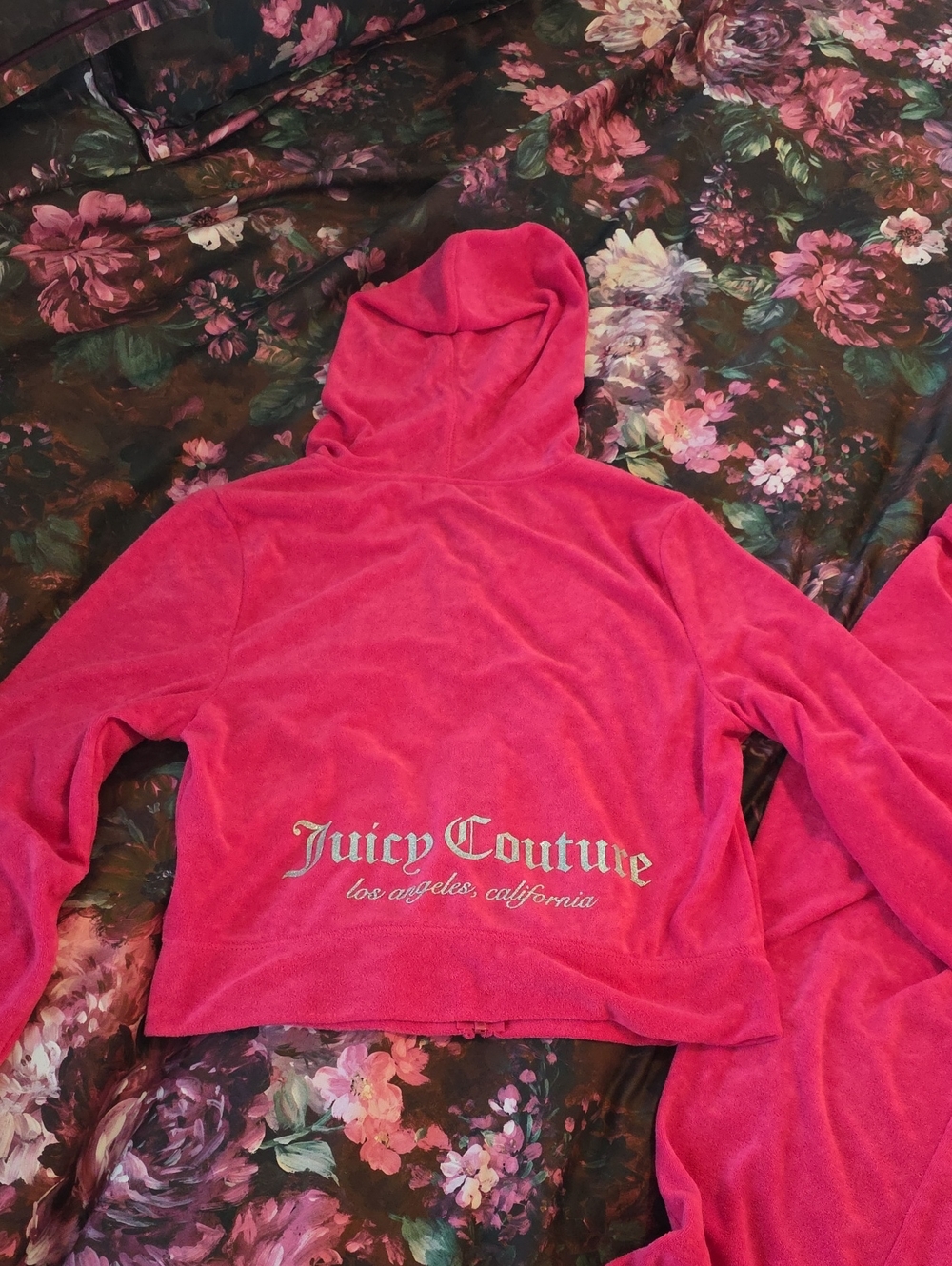Juicy Couture Vibrant Pink Velour Zip Hoodie